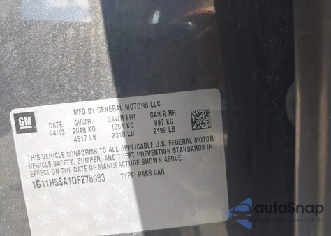 2013 Chevrolet Malibu 1Lz from USA, damaged, VIN 1G11H5SA1DF278983